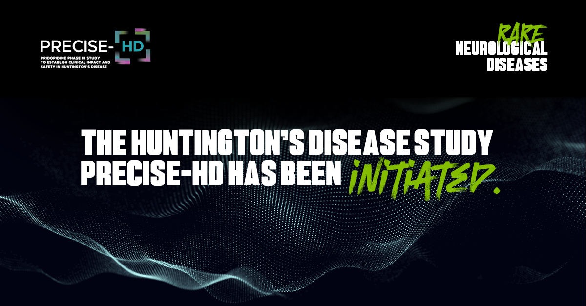 Banner sobre fons digital fosc anunciant l'inici de l'estudi PRECISE-HD sobre la malaltia de Huntington.