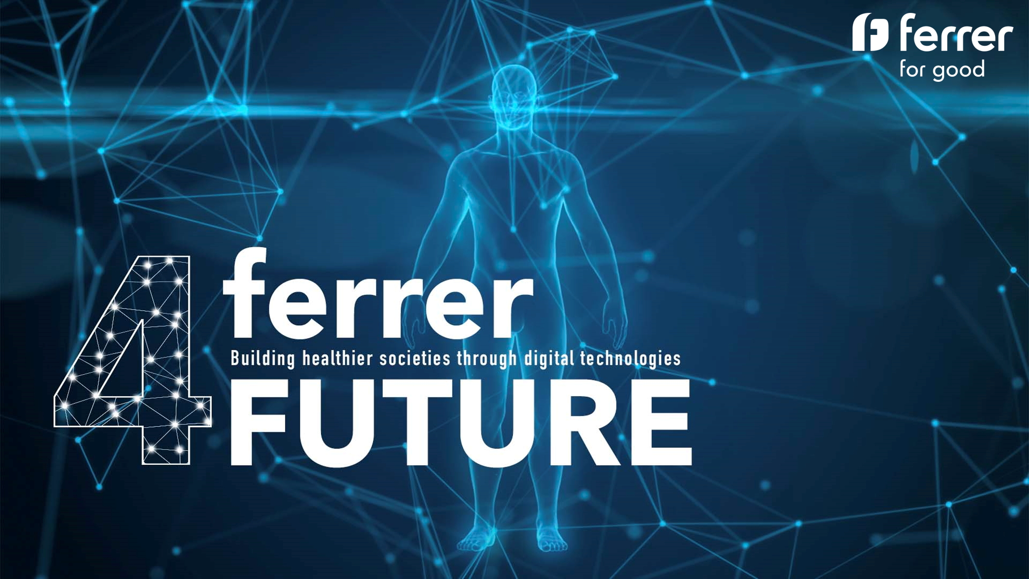 Imatge promocional de "Ferrer 4 Future" amb una silueta humana digital i xarxes de connexions tecnològiques.